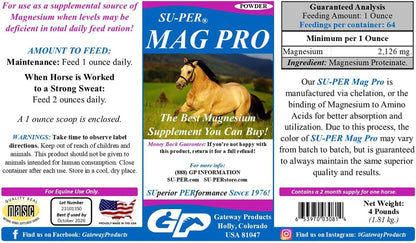 SU-PER Mag Pro Horse Calming Supplement - Support Normal Behavior & Calming Effect - Magnesium Supplement for Horses - 4 Pound, (2 Pack)