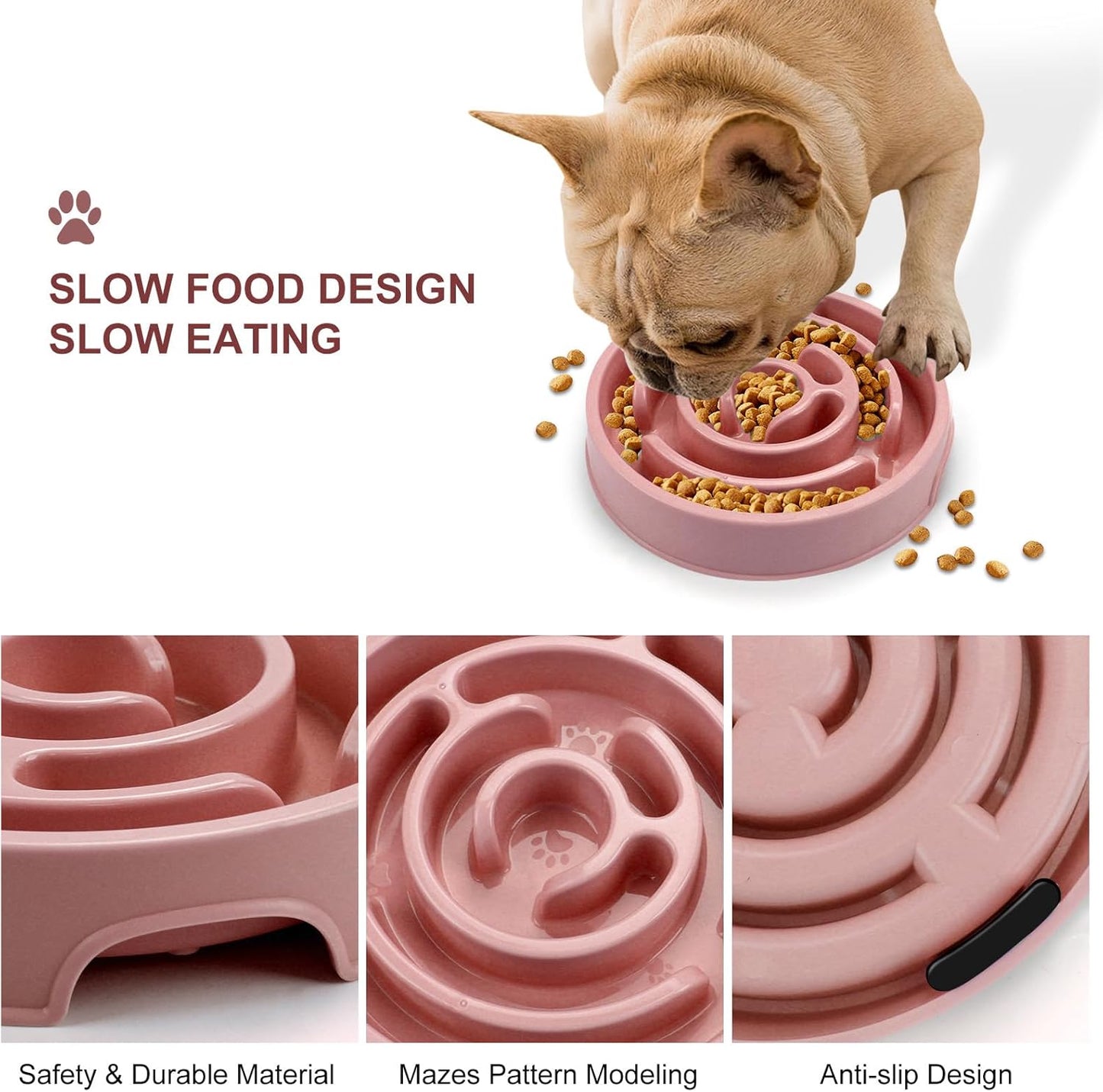 Slow Feeder Dog Bowls, Puzzle Dog Bowl with Anti-Slip, Slow Feeder & Non-Slip Design, Boredom and Anxiety Reducer, Suitable for All Breed Dogs and Cat