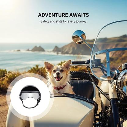 2 PCS Dog Helmet and Goggles Set, S Size Pet Motorcycle Helmet with Silver Lens Sunglasses, Lightweight Protective Gear for Small Dogs, Head Circumference 14.6 in