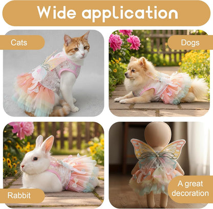 Dog Princess Dress, Small Dogs Rainbow Butterfly Pettiskirt, Fashion Dog Dress for Girl Dogs & Cats Pet Supplies (M)