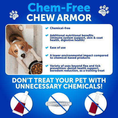 Flea and Tick Prevention for Dogs Chewables - Natural Flea Treatment Control - Supplement for Large & Small Dogs with Vitamins - Immune Support Chews - Puppy Pest Defense Oral Pills - 70 Soft Treats