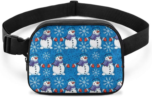 Christmas Snowman Print Dog Training Treat Pouch Hands-Free Dog Walking Bag Dogs Food Dispenser Portable Zipper Pet Training Pouch