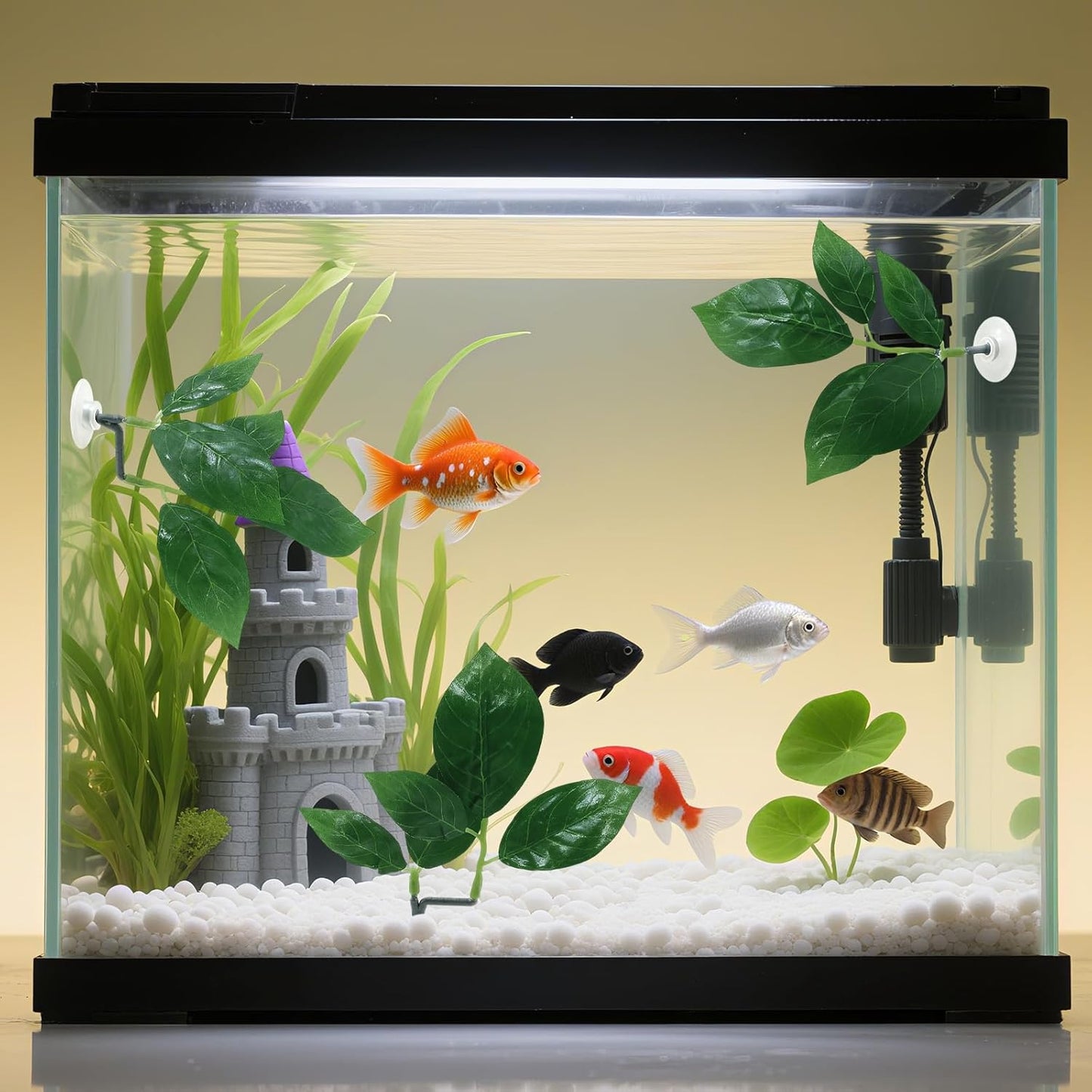 3 Pcs Betta Fish Leaf Hammock, Plastic Betta Leaves with Suction Cups, Betta Fish Leaf Pad Simulating The Natural Habitat for Sleeping Resting Hiding Playing Breeding, Fish Tank Accessories, Green