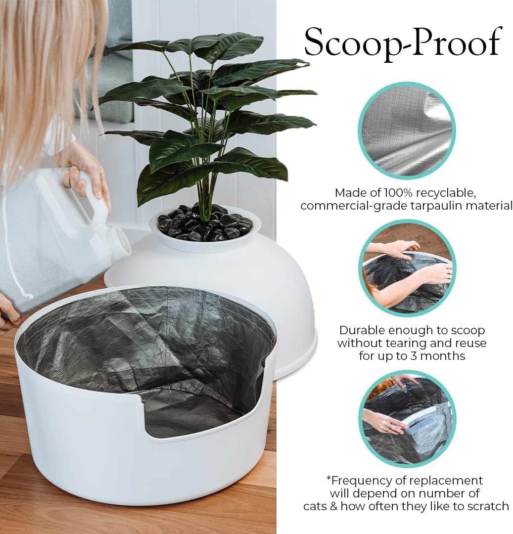 Reusable Litter Box Liners by Bundle & Bliss, 3-Pack - Easy to Clean, Non-Slip Litter Liners For Secret Litter Box - Durable Design, Waterproof, Scoop & Scratch-Resistant, Leak Proof, Machine-Washable