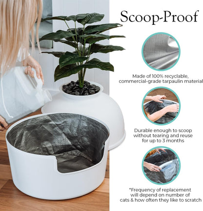Reusable Litter Box Liners by Bundle & Bliss, 3-Pack - Easy to Clean, Non-Slip Litter Liners For Secret Litter Box - Durable Design, Waterproof, Scoop & Scratch-Resistant, Leak Proof, Machine-Washable