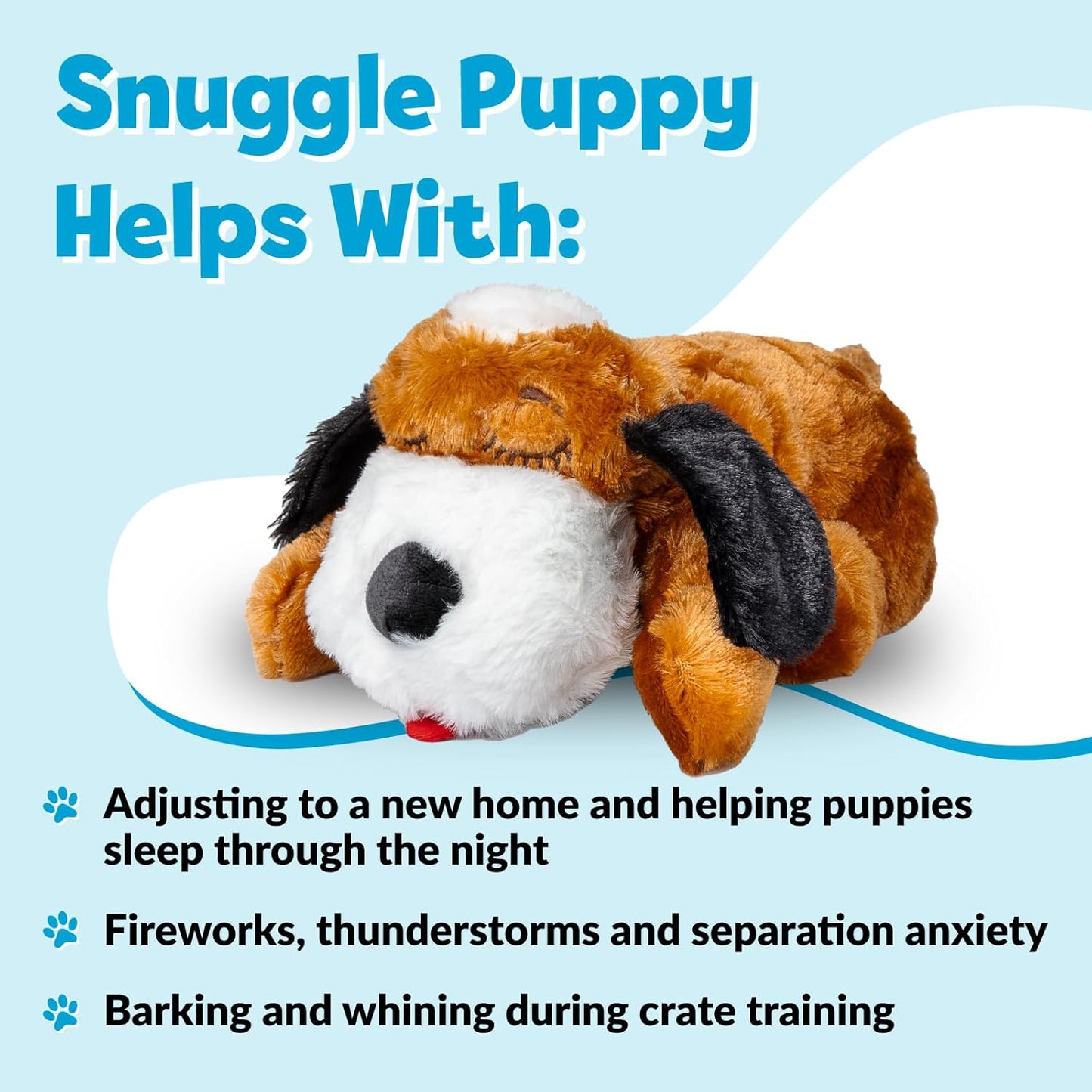 Original Snuggle Puppy Heartbeat Puppy Toy - Heartbeat Puppy for Dogs - Pet Anxiety Relief and Calming Aid - Comfort Dog Toy - Behavioral Training and Sleep Aid Cuddle buddy - Crate Training Essential