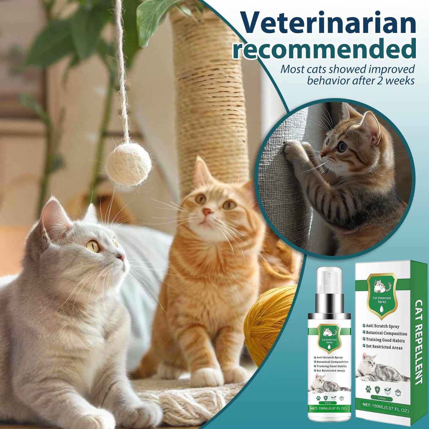 Advanced Cat Deterrent Spray, Natural Formula Cat Repellent Indoor and Outdoor, Strengthened Cat Scratch Deterrent for Furniture, Sofas, Rugs, Curtain Protection, Stop Cats from Urinating(Circus)