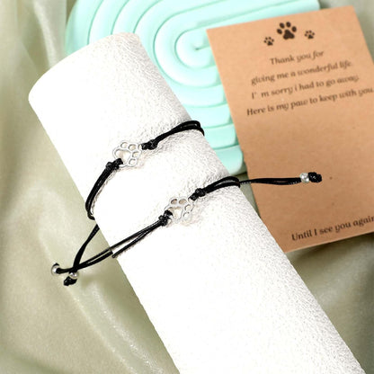 Cat Memorial 2PCs Gifts for Loss of Cat Pet Paw Bracelet for Women Men for Cat Passing Away Gifts for Cat Lovers Bereavement Gifts for Cat Lover Memory Gifts Loss of Furry Friend Sympathy Gift