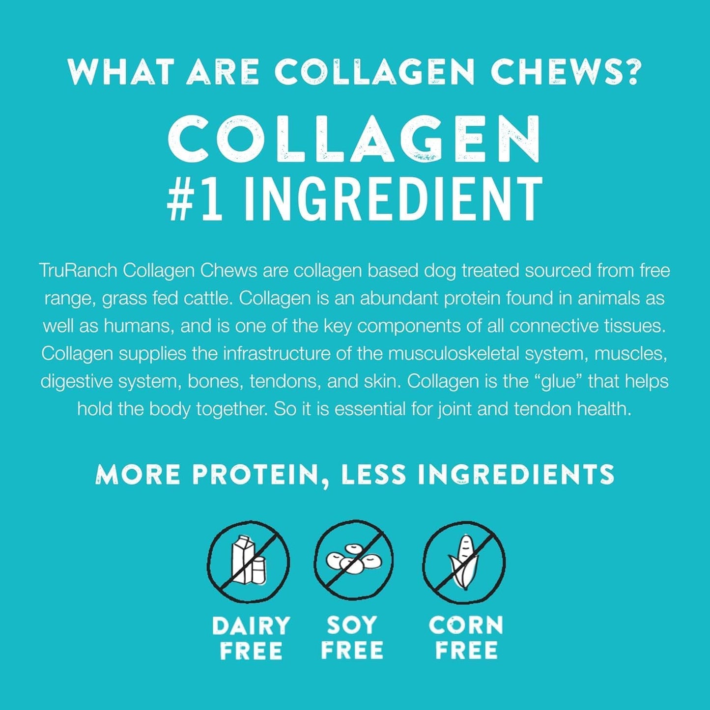 TRURANCH Collagen Rolls - 9" Collagen Rolls for Dogs - Long Lasting Healthy Joint Support Dog Treat - Rawhide Alternative - Skin & Coat Health - Made with Real Beef, 1 Bag, 3 Count