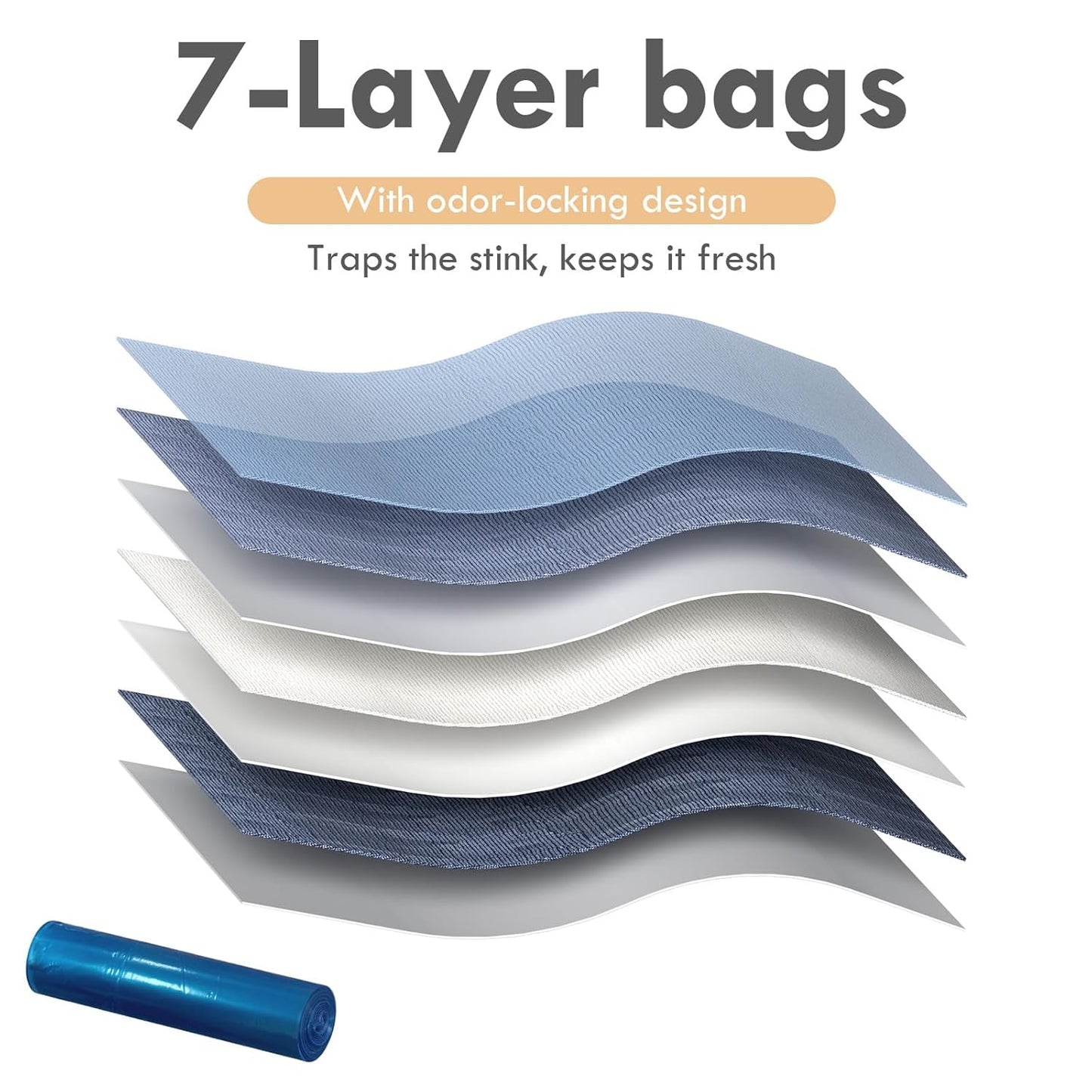 2025 Portable Cat Litter Disposal - Innovative Push-in Cat Litter Trash Can with Odor Isolation, Built-in Poop Bag Holder, Pet Waste Pail for Cats, Dogs, 2 Roll Refill Bags Deodorizers