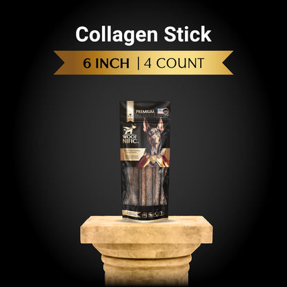Collagen Sticks for Dogs, – Premium All-Natural, Odor-Free, High-Protein Chews, Supports Skin, Coat & Joint Health – Perfect for Medium & Large Dogs (6 Inch – 4 Pack)