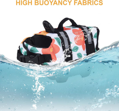 Teacup Dog Life Jacket, XXS Dog Life Jacket, Patterned Surface Elastic Adjustment Puppy Life Jackets for Small Dogs with Safety Pom Buckle, Small Dog & Cat Life Jackets 3-9 Lbs