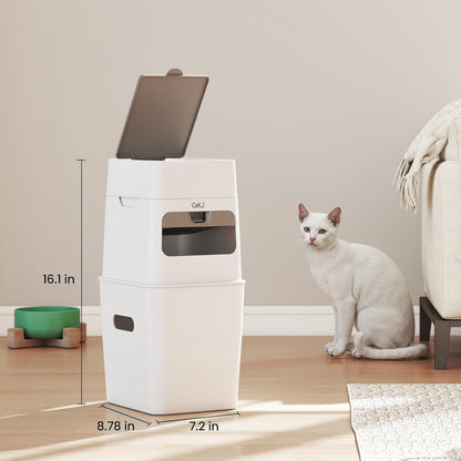 GKJ Cat Litter Trash Can | Litter Disposal Bin | Cat Litter Garbage Can Disposal System | Litter Box Trash Can | Includes 1 roll of 16 Easy Tear-Off Bags