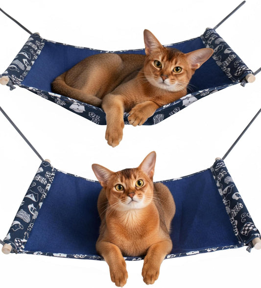 2 Pack Cat Hammock for Cage Hanging Reversible, Pet Hammock Bed Adjustable, 24.4in*14.6 in Soft Sleeping Hammock for Cats, Ferret, Rabbits, Small Animals