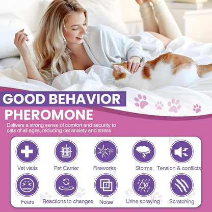 Cat Pheromones Calming Diffuser Refills 6 Packs, Calm Cat Pheromone Diffusers Refill Multicat Plug in Diffuser Relaxants for Cat Anxiety and Stress