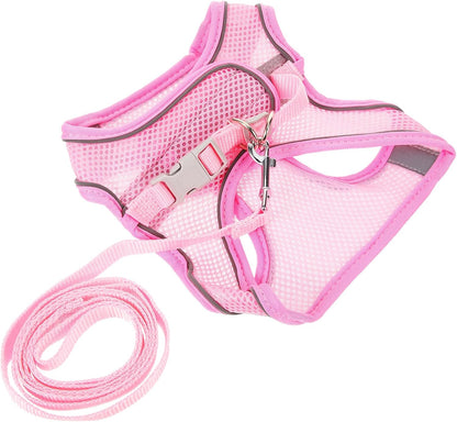 COHEALI Reflective Dog Harness Vest with Breathable Mesh Fabric and Long Leash for Outdoor Walking Comfortable No-Pull Pet Safety Belt for Puppies and Dogs