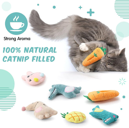 Gejoy 20 Pieces Catnip Toys for Indoor Cat Plush Kitten Cat Chew Toys Catnip Kitten Entertaining Interactive Dolls(Lovely)
