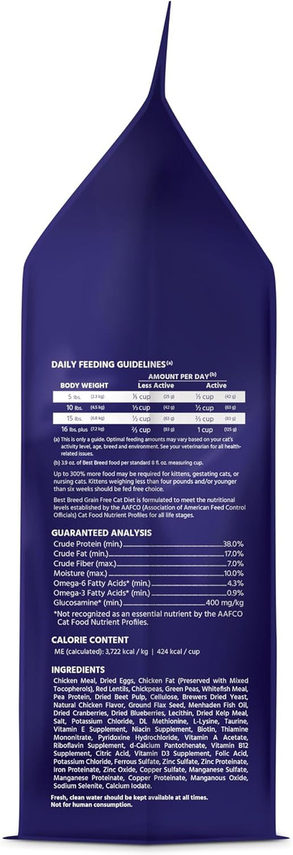 Best Breed Grain Free Cat Diet Made in USA [Natural Dry Cat Food for All Ages] - 4lbs.