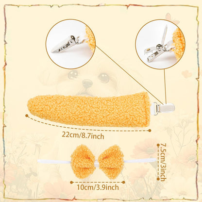 XEPST Floppy Puppy Ears and Tail Set, Animal Puppy Costume Kids Set with Furry Dog Ears Headband and Dog Tail for Animal Costume Cosplay Birthday World Book Day Halloween Fancy Dress Party Supplies