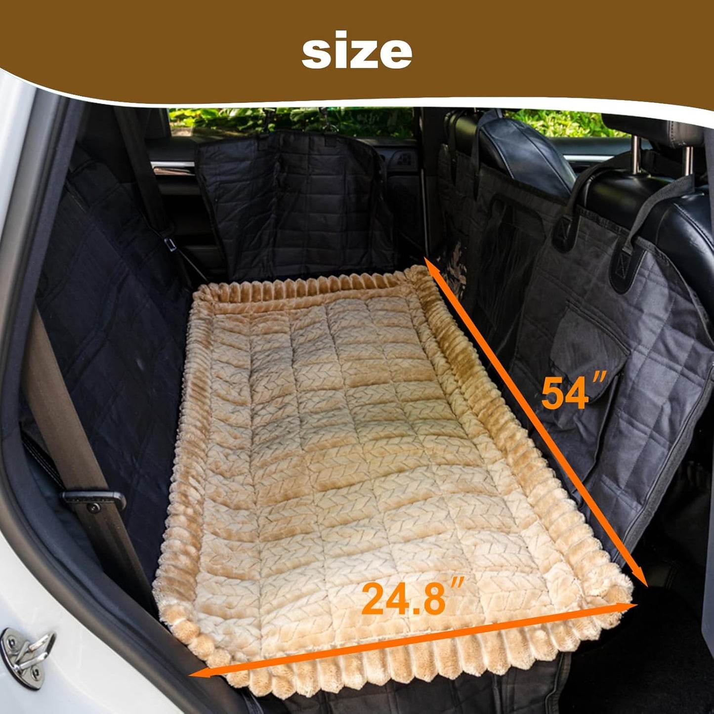 Backseat Pet Bed Mat for Car, Non-Slip Dog Car Seat Cover with Scratch-Proof Protection, Back Seat Extender for Dogs Compatible, Universal Fit for Cars SUVs Trucks (24.8x54 inch)
