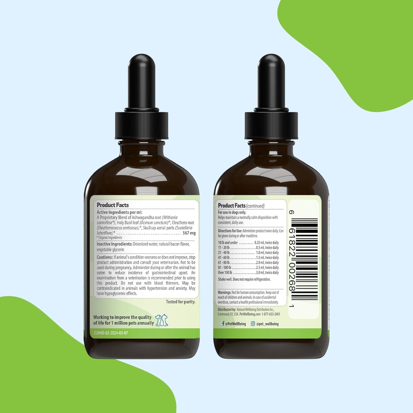 Pet Wellbeing Calming Care for Dogs - Veterinarian-Formulated - Calm Support, Relaxed Nervous System, Emotional Balance, Adaptogens - Herbal Supplement 4 oz (118 ml)