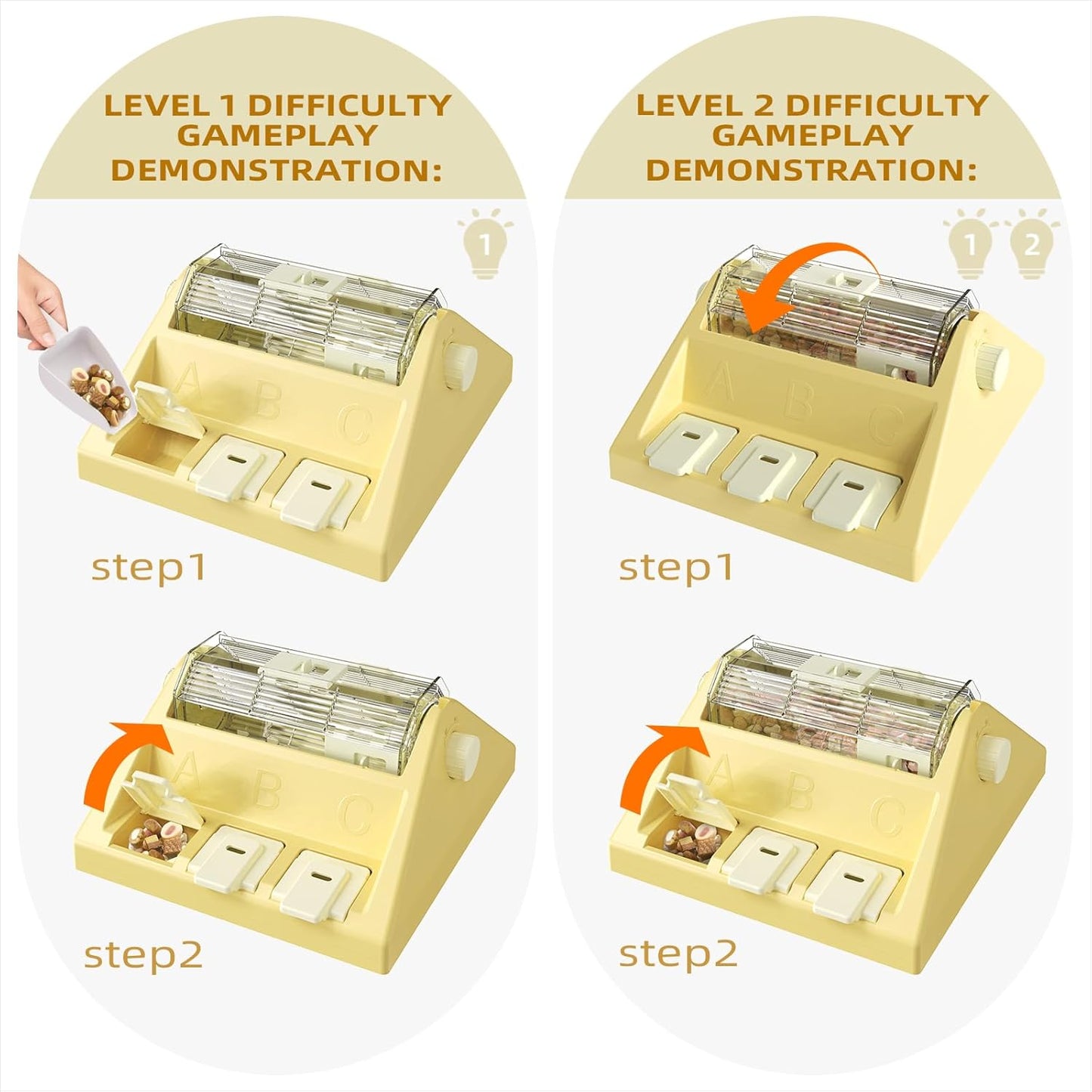 Paw-Activated Rolling Puzzle Game Toy Level 2 in 1 Puppy Treat Toys Capacity 14oz Slow Feeder Adjustable Interactive Food Dispenser for Small/Medium Dogs Brain Mental Stimulation Healthy Eating