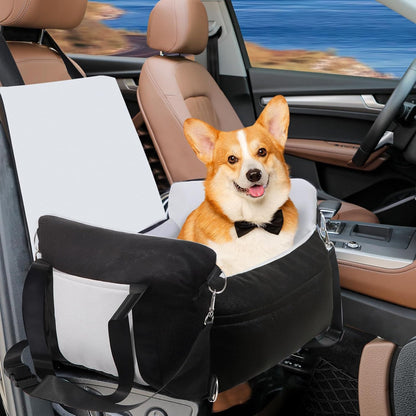 Dog Car Seat for Small Medium Sized Dogs, Cat Dog Booster Car Seat with Seat Belt,Detachable Soft Front Pet Puppy Cars seats,Washable dog seats for cars,Travel cat car Carrier Bed with Storage Pockets
