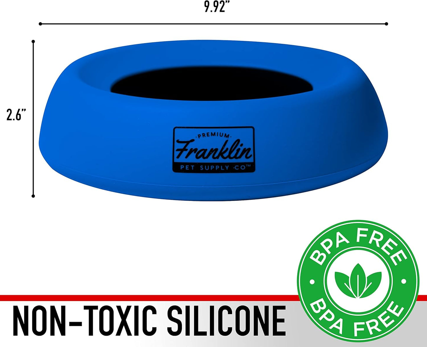 Franklin Pet Supply Co. Travel Pet Silicon Bowl 27oz. – No Spill – BPA Free – Splash Proof – Portable Car Design