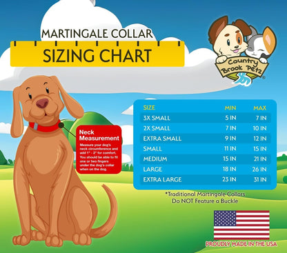 Country Brook Petz - Martingale Dog Collar - Heavy-Duty Training Collar with No Buckle - Service Dog Collar for All Pups - 10+ Cool Colors (Black, 1 Inch, Medium)