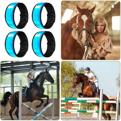 Horse Straps - Reflective Ankle Bands for Riding Safety | 4 Piece LED Horse Leg Wraps with Adjustable Fit, High Visibility & Comfortable Design for Night Riding, Parades, Farm Work, Ranch
