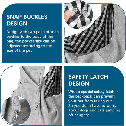 Soft Cotton Pet Sling Carrier for Cats & Small Dogs – Hands-Free Shoulder Bag, Breathable & Comfortable Tote for Outdoor Walks (Black)