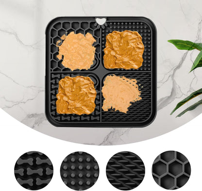 Dog Lick Mat, Dog Slow Feeder, Non-Slip Design Lick Mat for Dogs and Cats, Boredom and Anxiety Reducer,Suitable for Treats, Yogurt, Peanut Butter (2Pack Black)