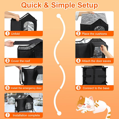 Outdoor Cat House, Weatherproof Insulated Feral Cat Houses for Outdoor Cats, Safe Escape Door, Cat House for Outside, Out Door Stray Cat Shelter with Elevated Base, Cat Houses & Condos(Small)