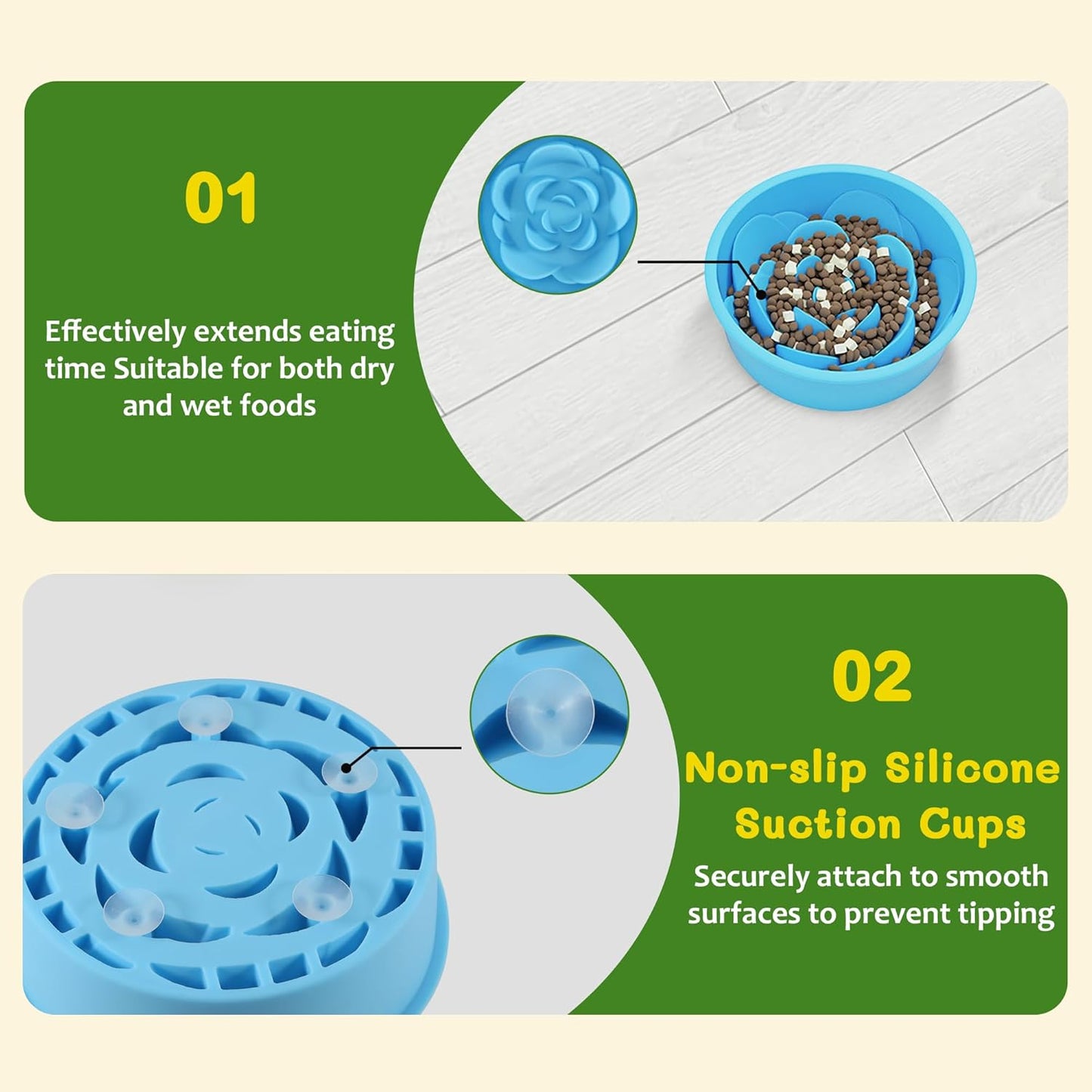 Slow Feeder Dog Bowl with Suction Cups Silicone Frozen Dog Treat Holder for Small Medium Large Dogs