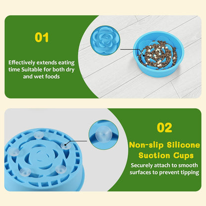 Slow Feeder Dog Bowl with Suction Cups Silicone Frozen Dog Treat Holder for Small Medium Large Dogs