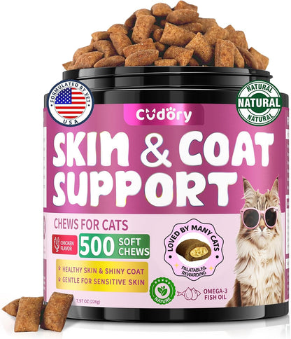 Natural Skin and Coat Support for Cats Cat Multivitamin, Crunchy & Creamy Cheese Chew