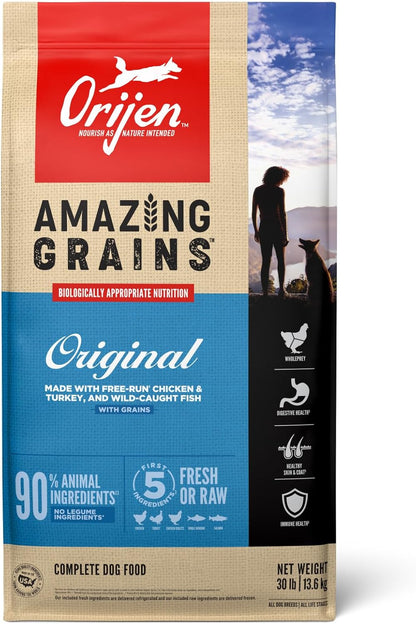 ORIJEN Amazing Grains Dry Dog Food Original Recipe 30lb Bag