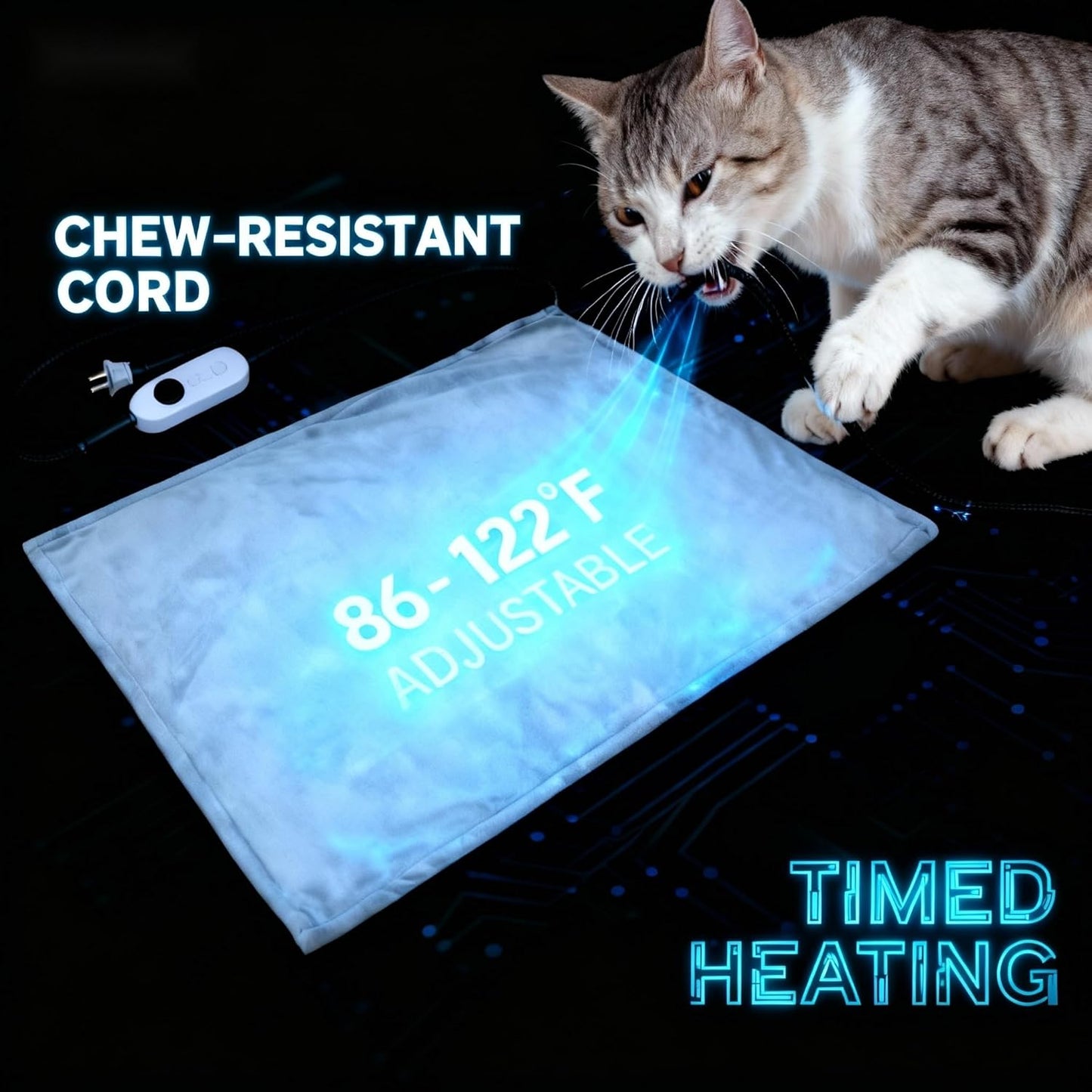 Weatherproof Heated Outdoor Cat House for Feral Cat, 2 Storey Elevated Plastic Insulated Cat Shelter with Escape Door, Expansive Interior‌ Grey 34" D x 21" W x 21.5" H