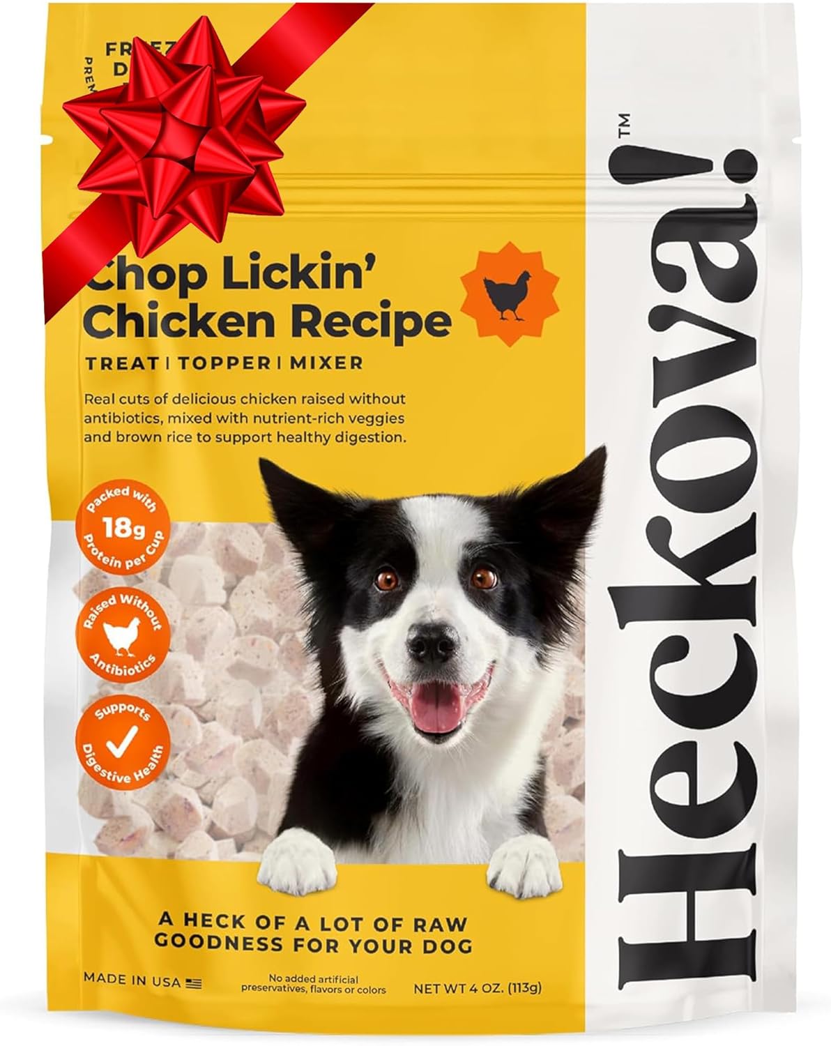 Chop Lickin’ Chicken - Dog Treats Freeze Dried Chicken, Complete Meal & Topper, Real Cuts for Training - High Protein (21g Per Cup) Best Dog Stocking Stuffers, Made in The USA, 4oz Bag