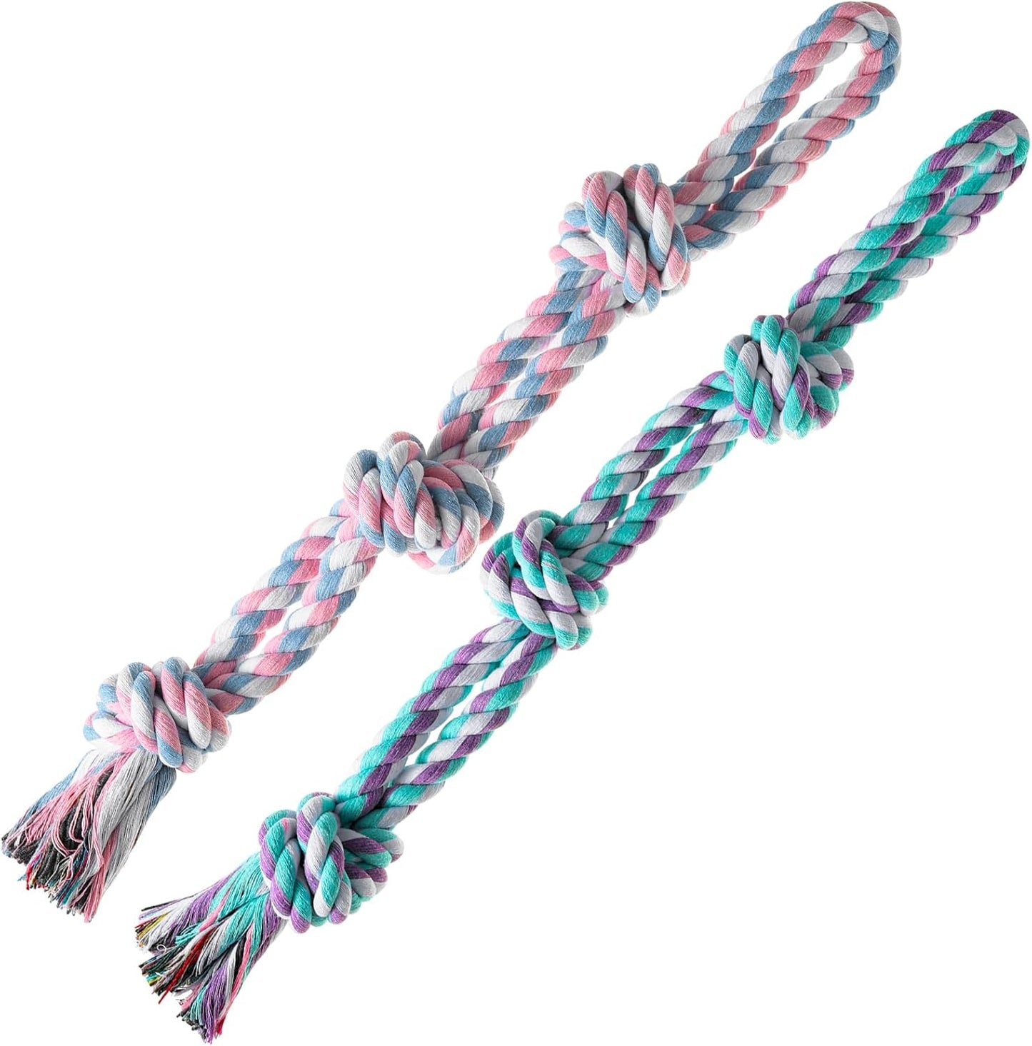 Dog Rope Toy, 2 Pcs Indestructible Dogs Toys, Dog Chew Toys for Aggressive Chewers, Tough Puppy Teething Chew Toys for Boredom, Dental Cleaning Tug of War Dog Toy, Great for Small to Large Breed
