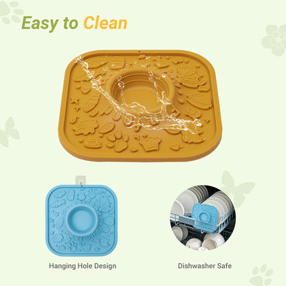 Silicone Volcano Lick Mat for Dogs with Suction - Dog Cat Lict Mat to Keep Them Busy - Puppy Lick Mat for Anxiety Relief (Blue and Yellow)