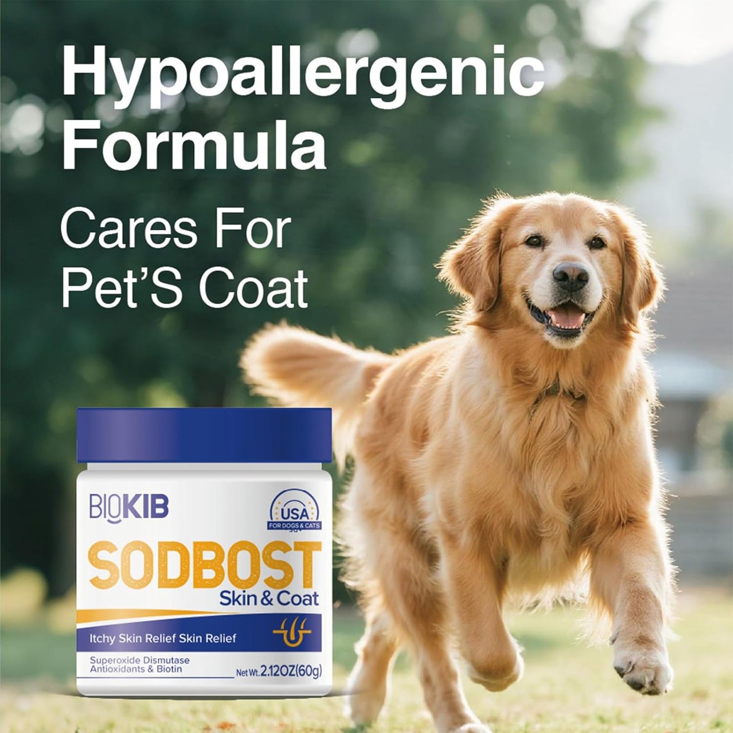 BOCASHI Probiotics for Dogs & Cats+SODBOST Pet Allergy & Itch Relief, for Digestive Health, Gut Support, Pet Skin & Coat Supplement Powder - Made in USA - 360 Scoops for a Year