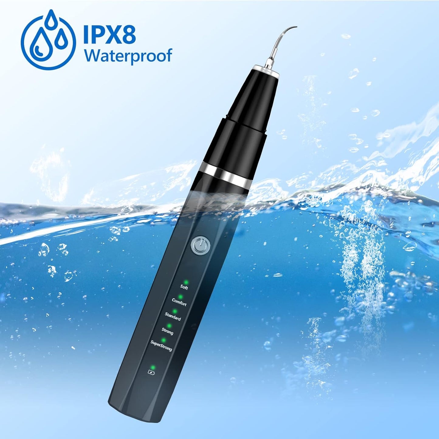 Plaque Remover for Teeth - Pet Ultrasonic Cleaner - Teeth Cleaning Kit for Tartar and Stains - Suitable for Dogs and Cats (Black)