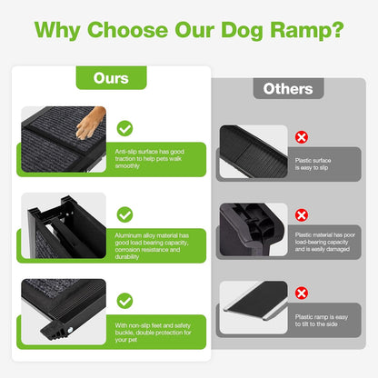 Dog Ramp for Car 71" Long & 17" Wide Folding Dog Ramp with Non-Slip Surface,Portable Pet Ramp for Large Dogs Up to 300LBS
