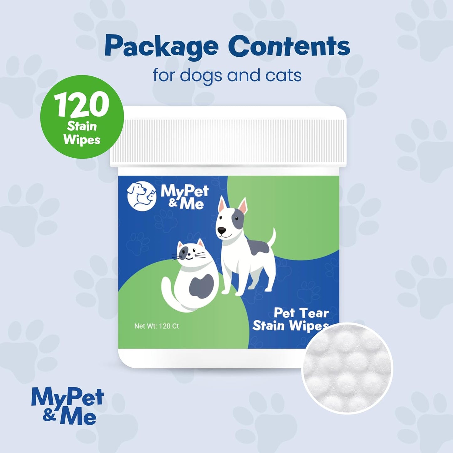 My Pet & Me Dog & Cat Eye Cleaning Wipes – 120 Ct | Tear Stain Remover | Natural Plant-Based Pet Wipes | Gentle Grooming Cloths for Daily Eye Care