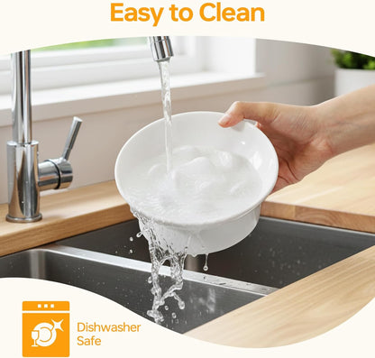 PETTOM Slow Feeder Cat Bowl, Ceramic Raised Cat Slow Feeder Bowl, Elevated, Anti Vomiting for Dry and Wet Food, White (1 Pack)