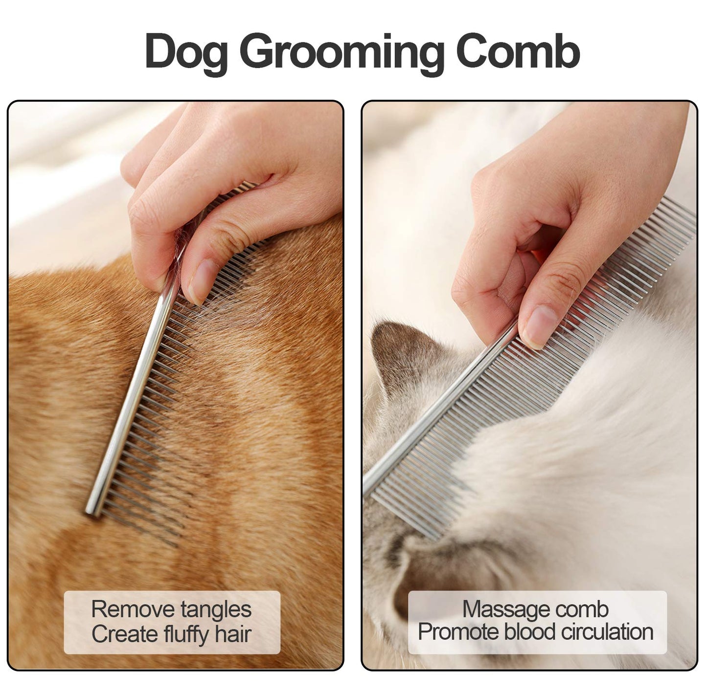 Lamoutor 7Pcs Pet Flea Comb Fine Tooth Comb and Pet Stainless Steel Combs for Dogs Cats Pet