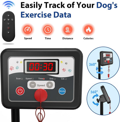 CIIHI Dog Treadmill for Medium Small Dogs - 265lbs Weight Capacity Pet Running Machine with 360° Rotatable Display - 2 in 1 Treadmill for Pet Fitness with Move Wheels and Remote Control
