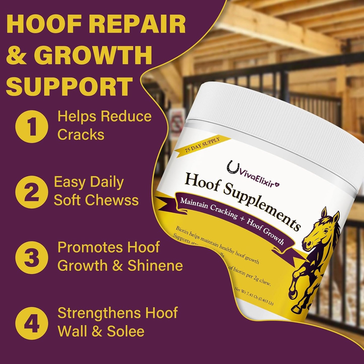 Hoof Supplements for Horses, Horse Supplies, Strengthener with MSM, Horse Health - Supports Strong Hooves and Optimal Growth，Keep Hoof Healthy-150 Chews