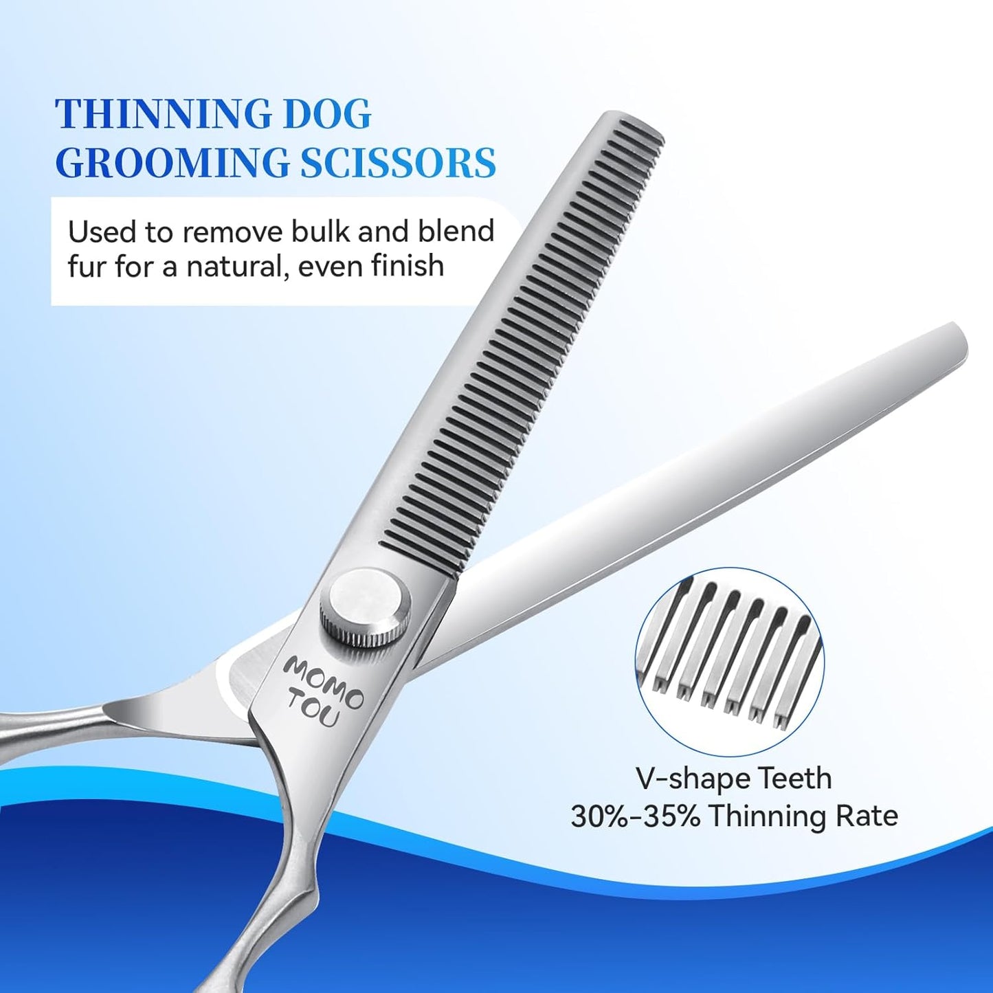 Dog Grooming Scissors Set 3 in 1 with Straight, Curved, Thinning Scissors and Comb Stainless Steel Dog Shears for Grooming Pets and Cats,Sharp and Durable